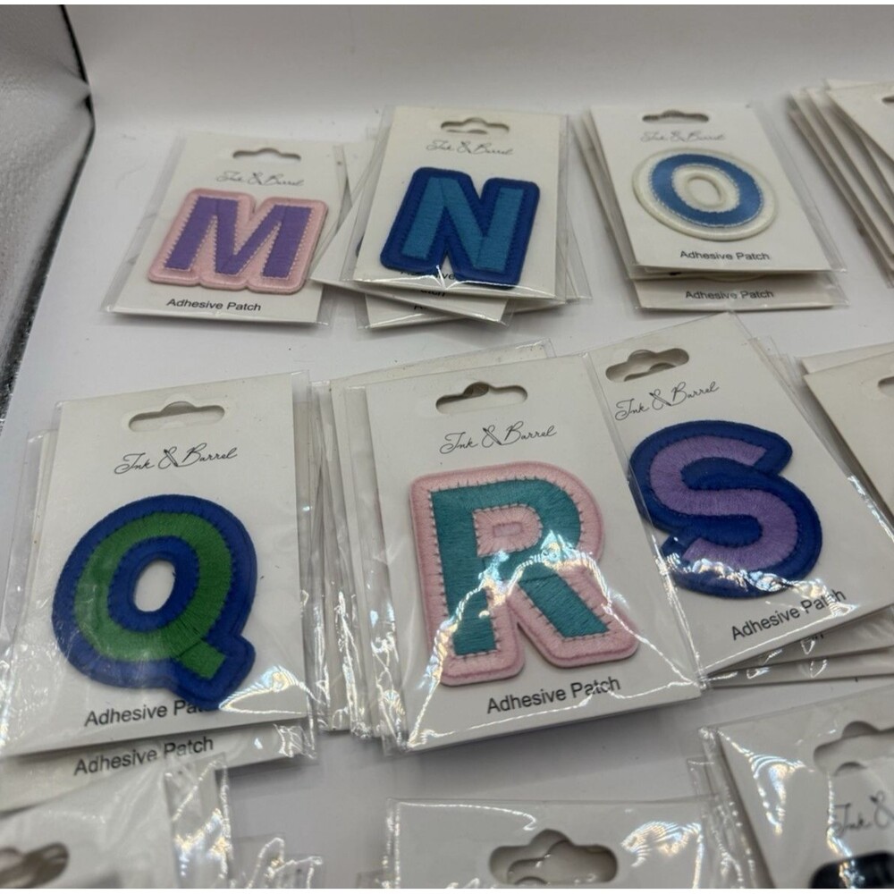 LOT OF 88 RANDOM ADHESIVE PATCHES NWT Ink And Barrel All letters except B - Picture 3 of 9